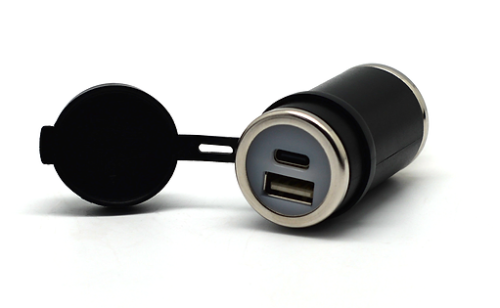 36W PD USB-C og QC 3.0 motorsykkel DIN (Hella) USB-lader (rett)