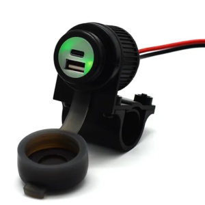 36W PD USB-C og QC 3.0 Motorsykkelstyre USB-lader - Forhindrer at batteriet tappes